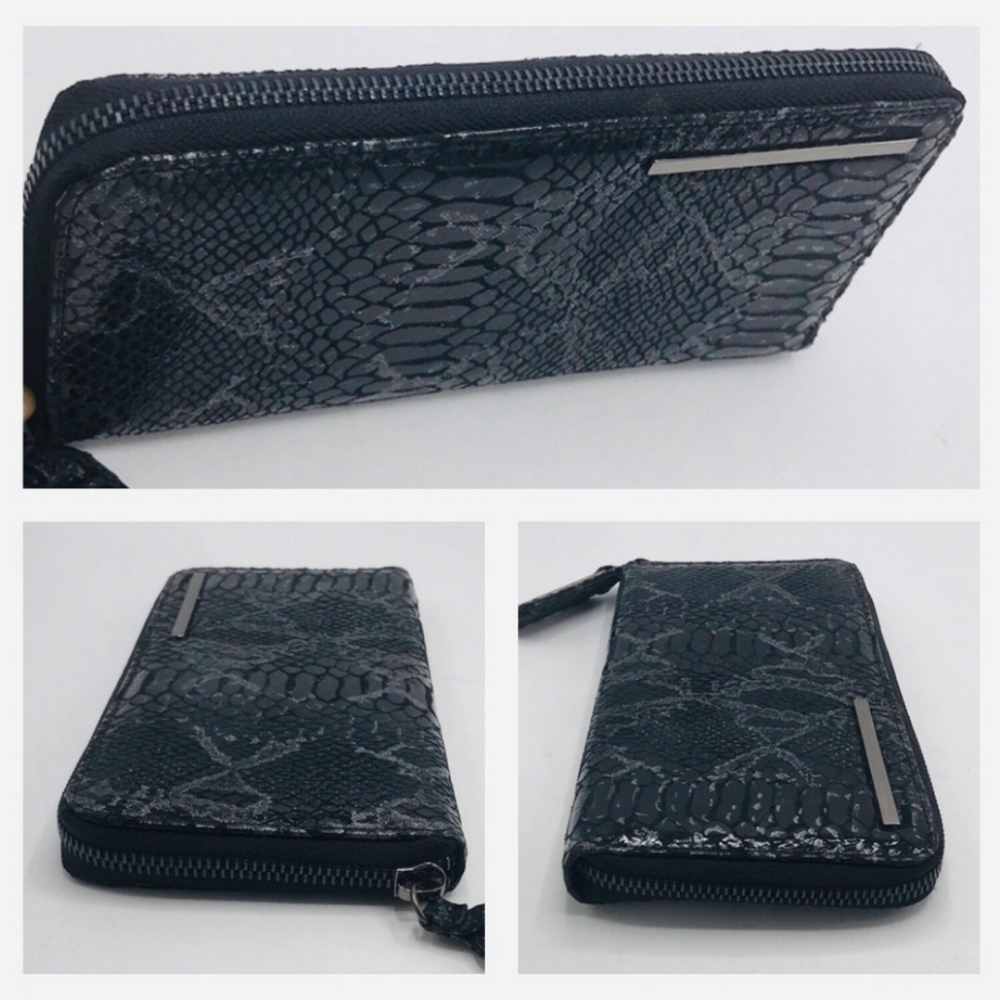 Kenneth Cole New York Black Faux snakeskin 8 1/2” x 4”  Wallet